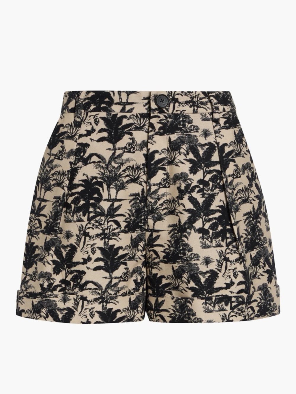 Toccin Nara Tropical Print Cuff Cotton Shorts Size 2 / Small